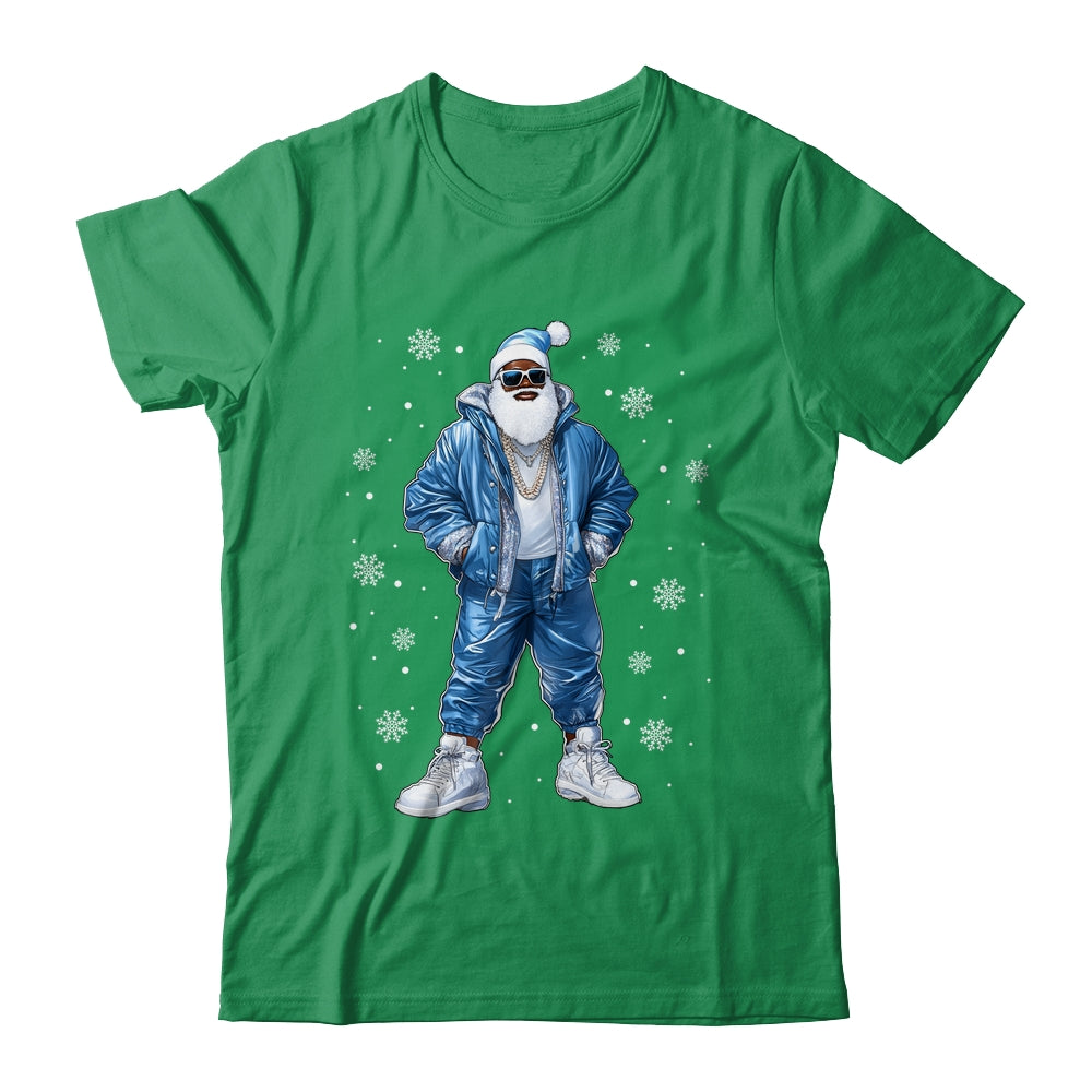 African American Santa Christmas Blue Cool Black X-Mas Shirt & Sweatshirt | teecentury