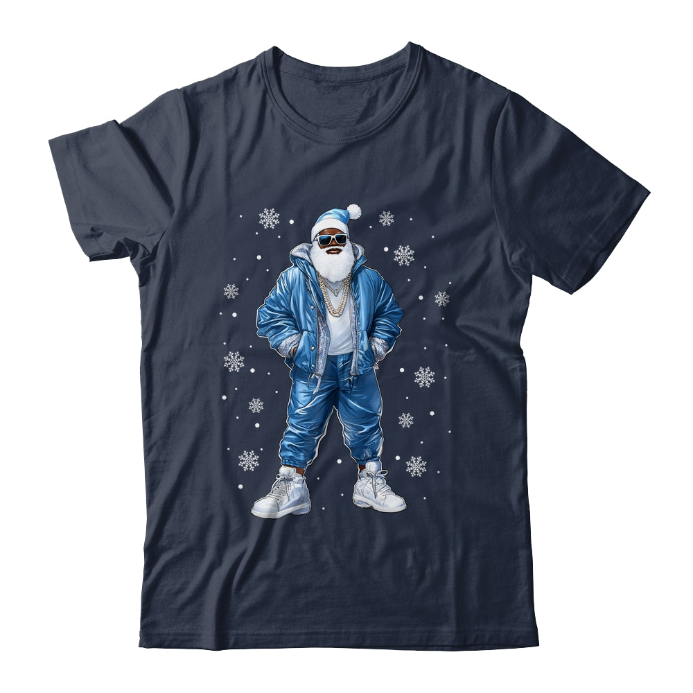 African American Santa Christmas Blue Cool Black X-Mas Shirt & Sweatshirt | teecentury