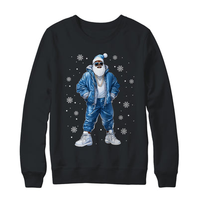 African American Santa Christmas Blue Cool Black X-Mas Shirt & Sweatshirt | teecentury