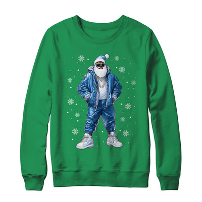 African American Santa Christmas Blue Cool Black X-Mas Shirt & Sweatshirt | teecentury