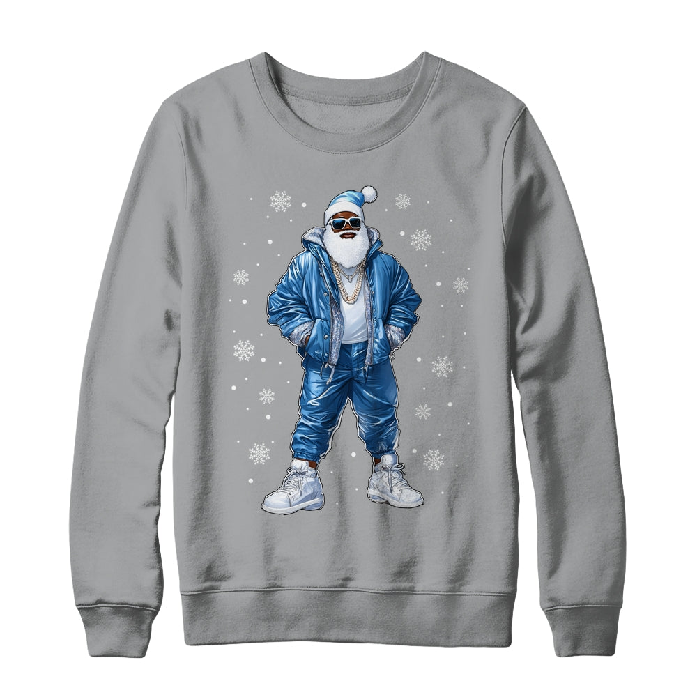 African American Santa Christmas Blue Cool Black X-Mas Shirt & Sweatshirt | teecentury
