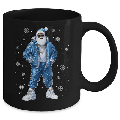 African American Santa Christmas Blue Cool Black X-Mas Mug | teecentury