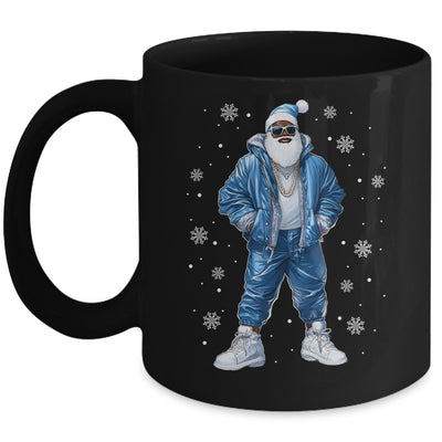 African American Santa Christmas Blue Cool Black X-Mas Mug | teecentury