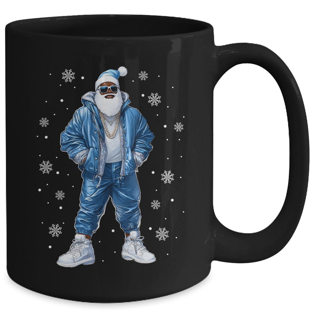 African American Santa Christmas Blue Cool Black X-Mas Mug | teecentury