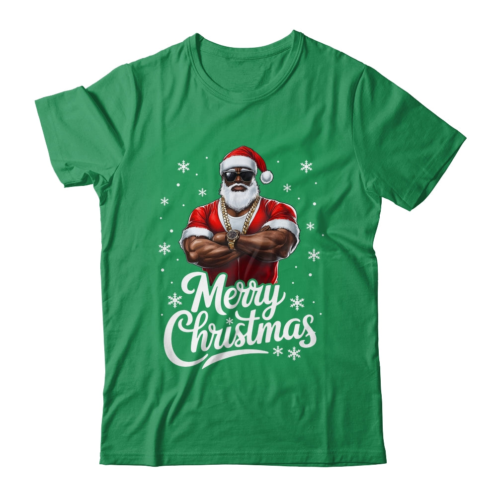 African American Santa Christmas Cool Afro Black Men Shirt & Sweatshirt | teecentury