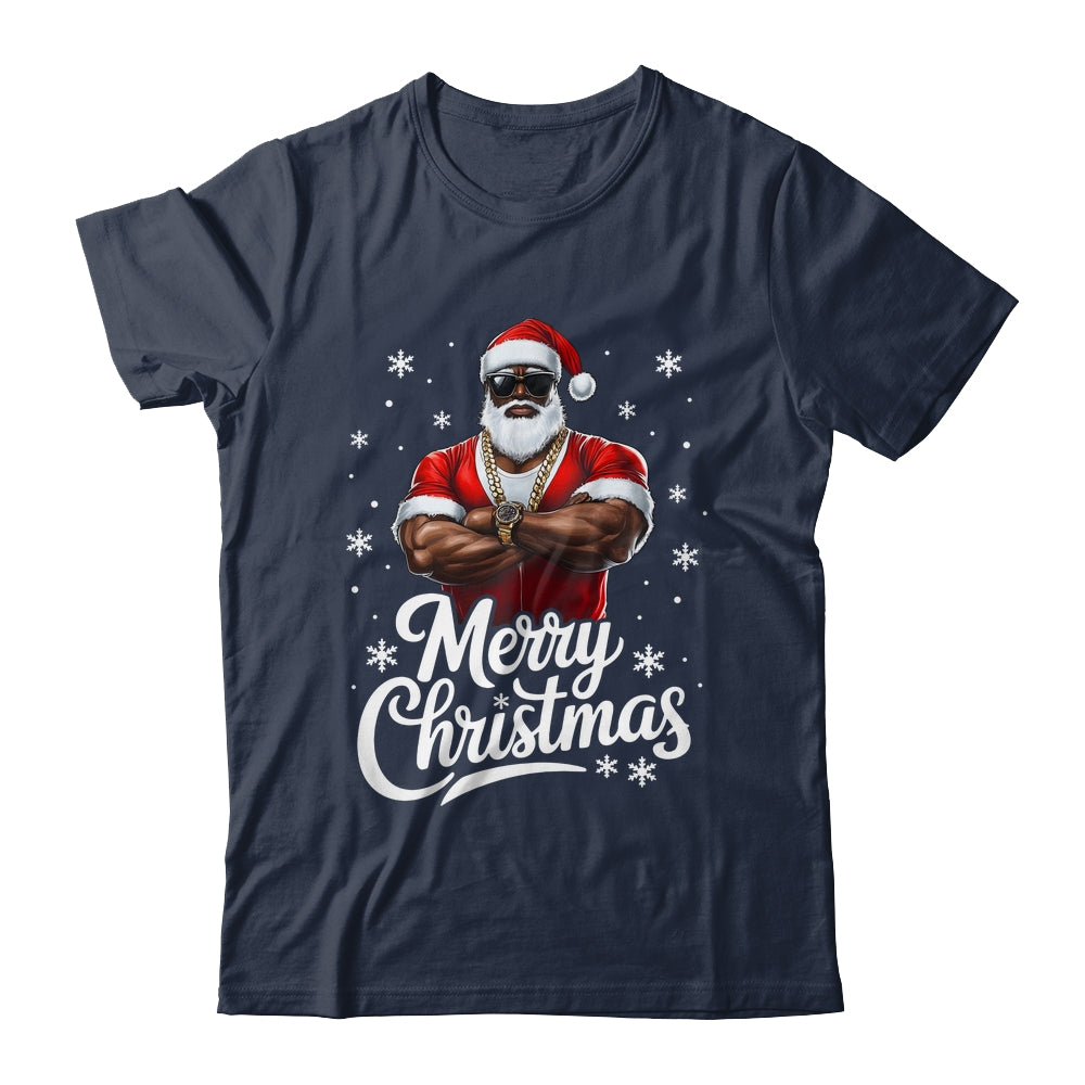 African American Santa Christmas Cool Afro Black Men Shirt & Sweatshirt | teecentury