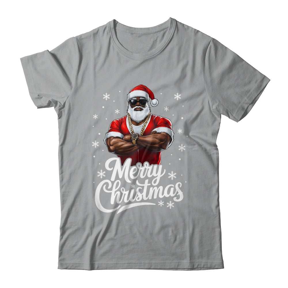 African American Santa Christmas Cool Afro Black Men Shirt & Sweatshirt | teecentury