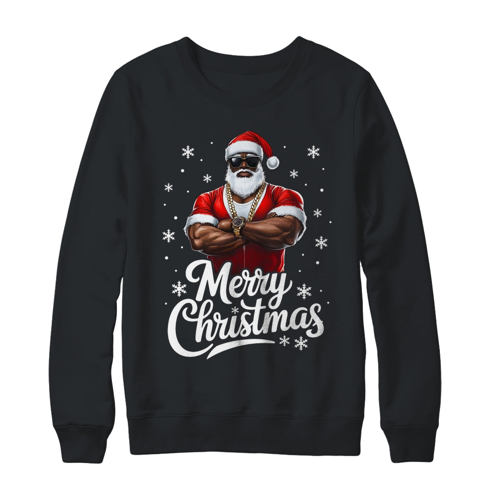 African American Santa Christmas Cool Afro Black Men Shirt & Sweatshirt | teecentury