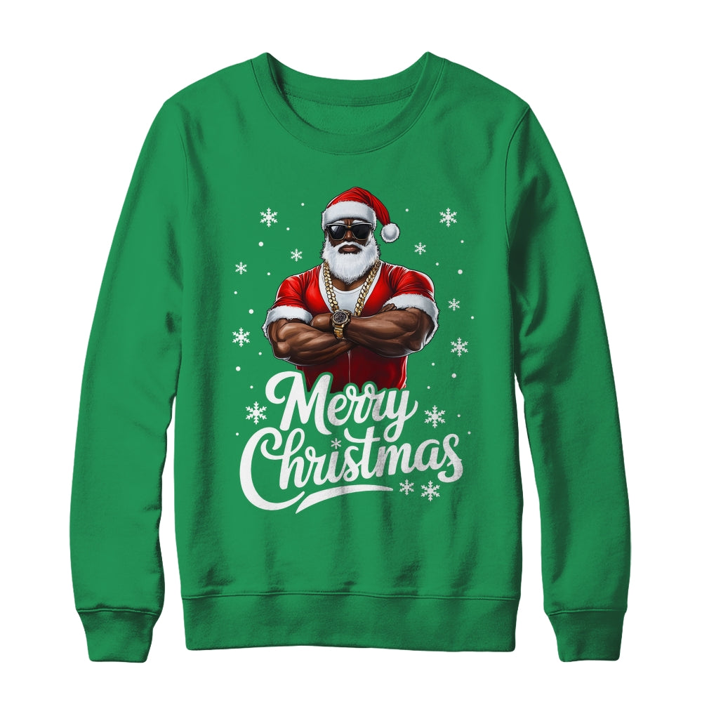 African American Santa Christmas Cool Afro Black Men Shirt & Sweatshirt | teecentury