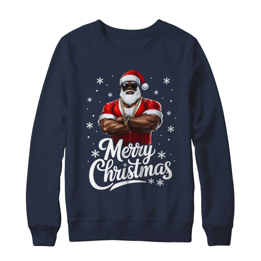 African American Santa Christmas Cool Afro Black Men Shirt & Sweatshirt | teecentury