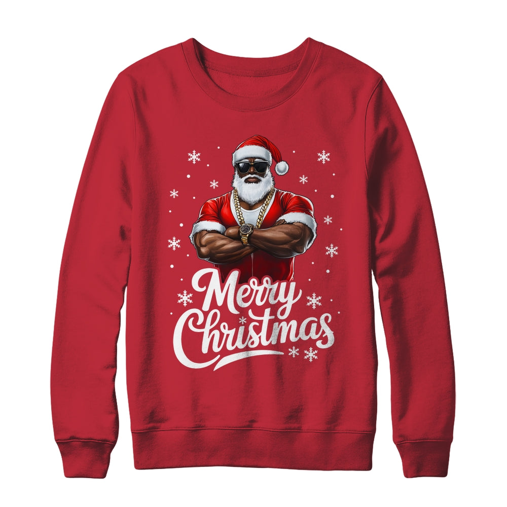 African American Santa Christmas Cool Afro Black Men Shirt & Sweatshirt | teecentury