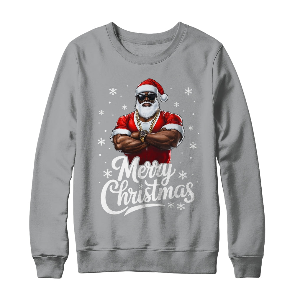 African American Santa Christmas Cool Afro Black Men Shirt & Sweatshirt | teecentury