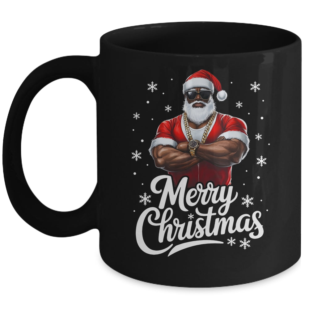 African American Santa Christmas Cool Afro Black Men Mug | teecentury