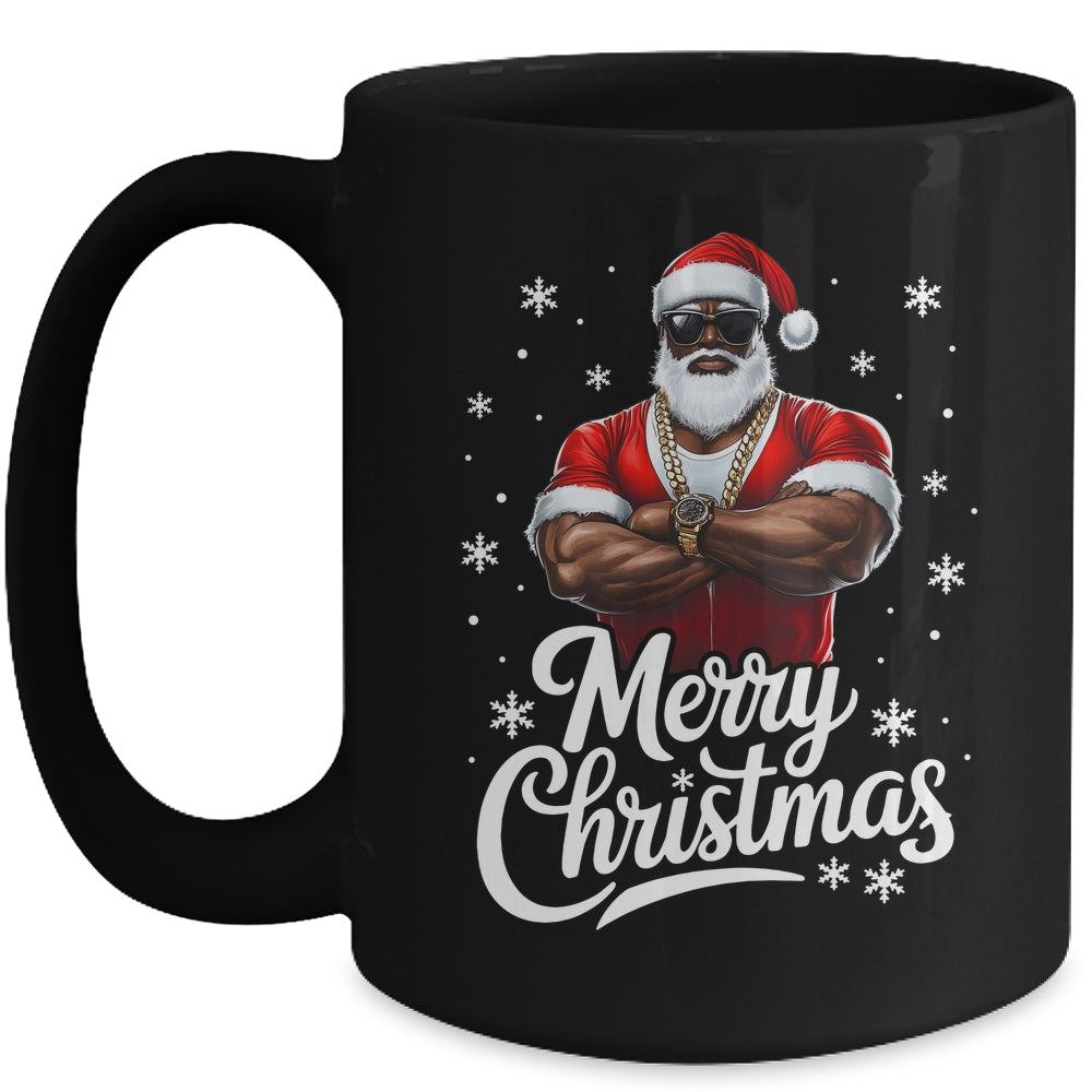 African American Santa Christmas Cool Afro Black Men Mug | teecentury