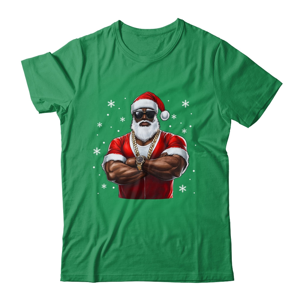 African American Santa Christmas Cool Afro Black X-Mas Shirt & Sweatshirt | teecentury