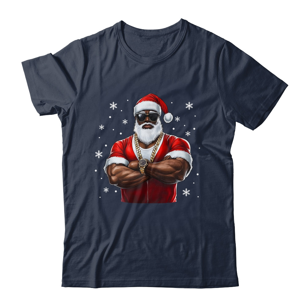 African American Santa Christmas Cool Afro Black X-Mas Shirt & Sweatshirt | teecentury