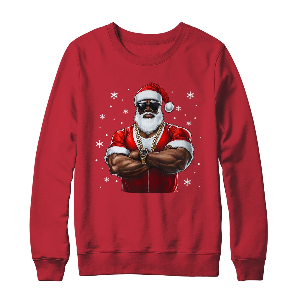 African American Santa Christmas Cool Afro Black X-Mas Shirt & Sweatshirt | teecentury