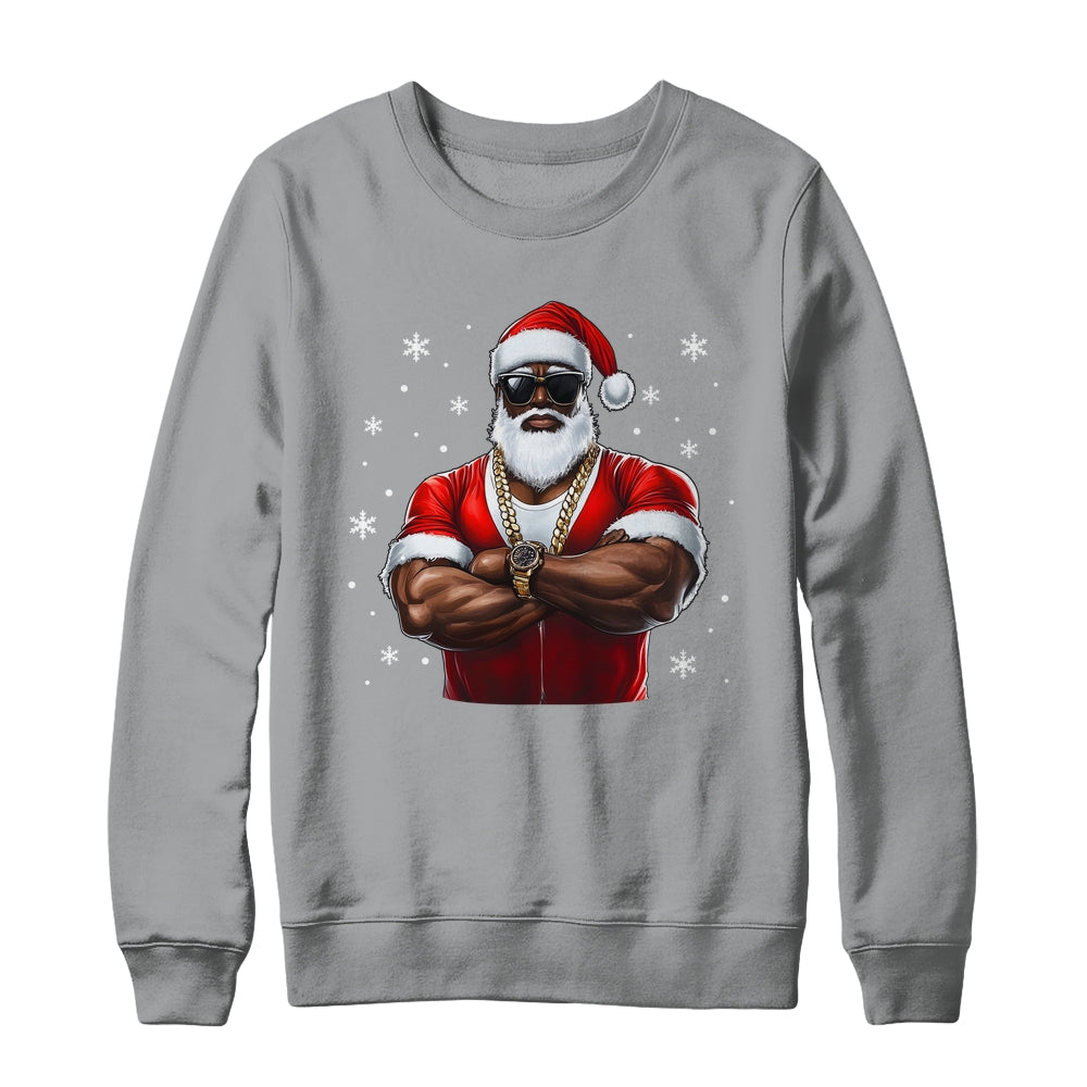 African American Santa Christmas Cool Afro Black X-Mas Shirt & Sweatshirt | teecentury