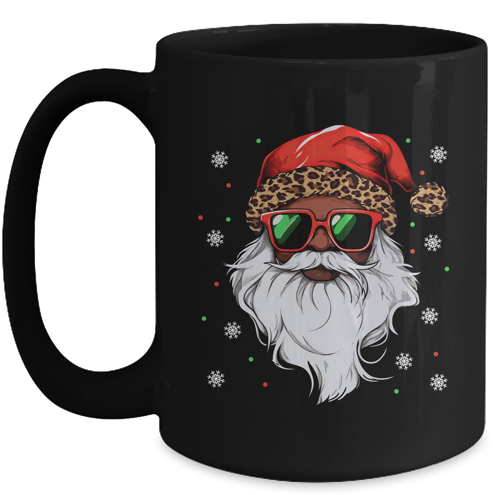 African American Santa Claus Black Christmas Leopard Xmas Mug | teecentury