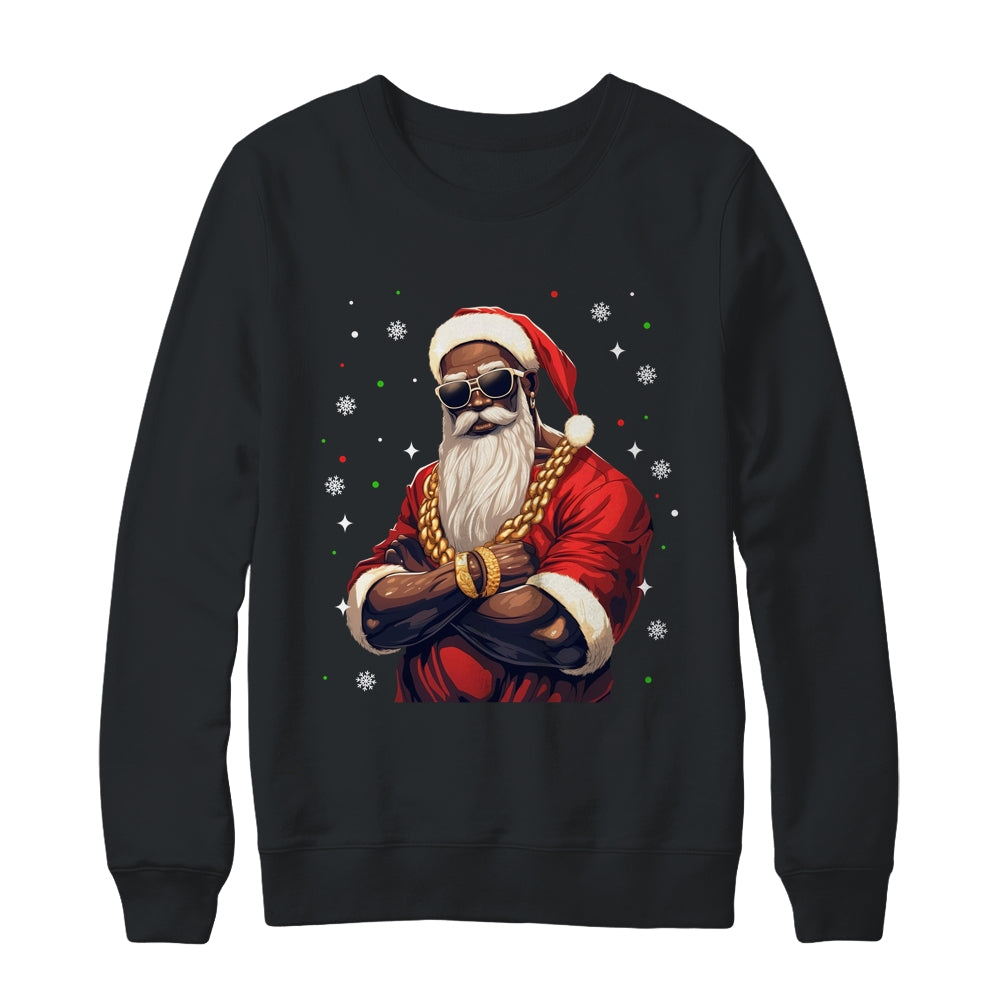 African American Santa Claus Family Christmas Black Shirt & Sweatshirt | teecentury