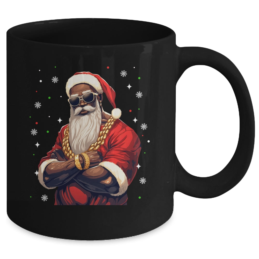 African American Santa Claus Family Christmas Black Mug | teecentury