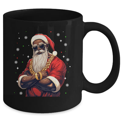 African American Santa Claus Family Christmas Black Mug | teecentury