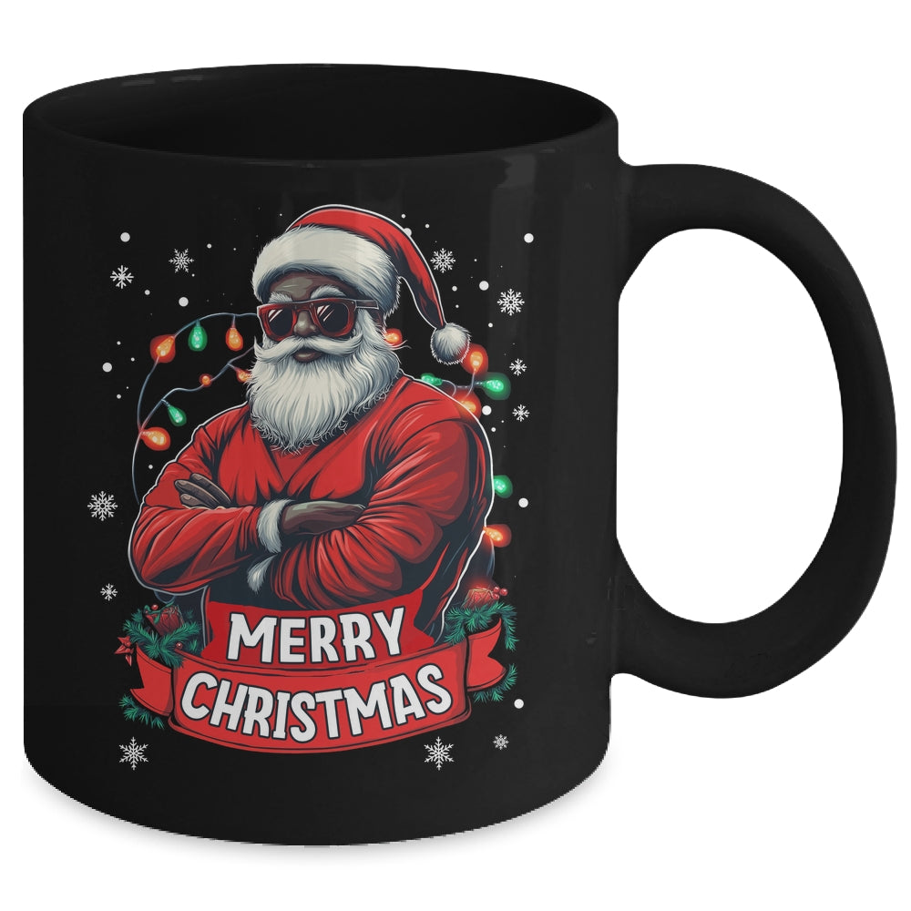 African American Santa Merry Christmas Retro Black X-mas Mug | teecentury