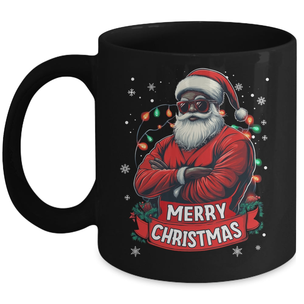African American Santa Merry Christmas Retro Black X-mas Mug | teecentury
