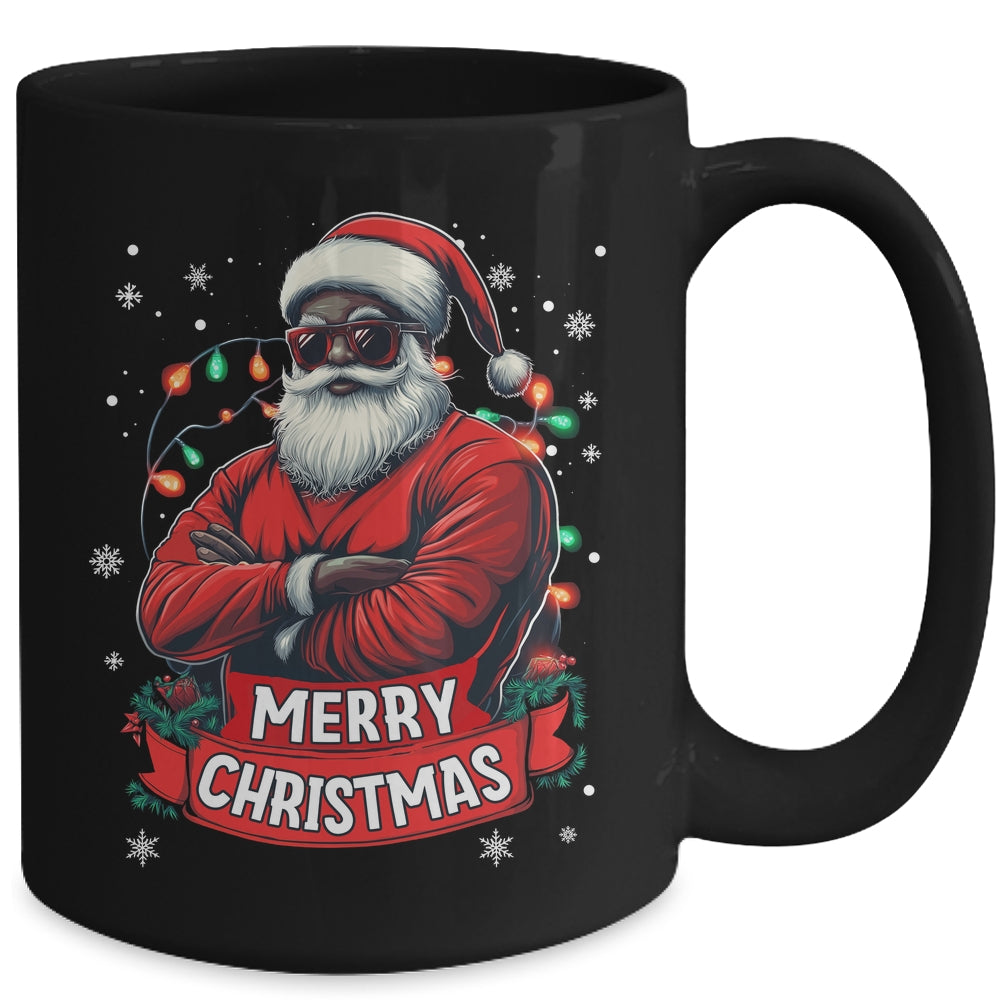 African American Santa Merry Christmas Retro Black X-mas Mug | teecentury