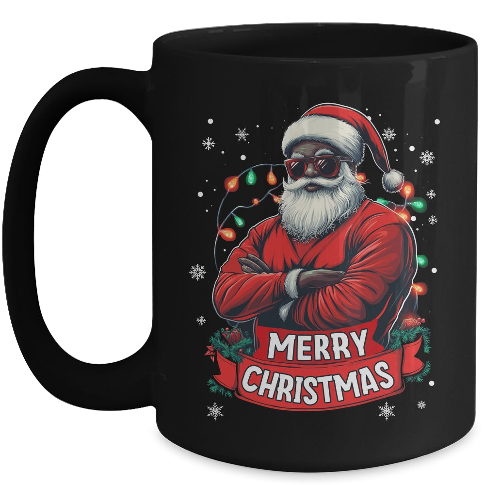 African American Santa Merry Christmas Retro Black X-mas Mug | teecentury