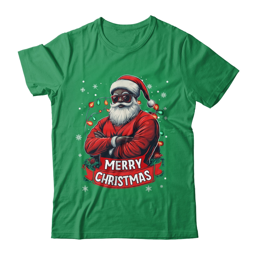 African American Santa Merry Christmas Retro Black X-mas Shirt & Sweatshirt | teecentury