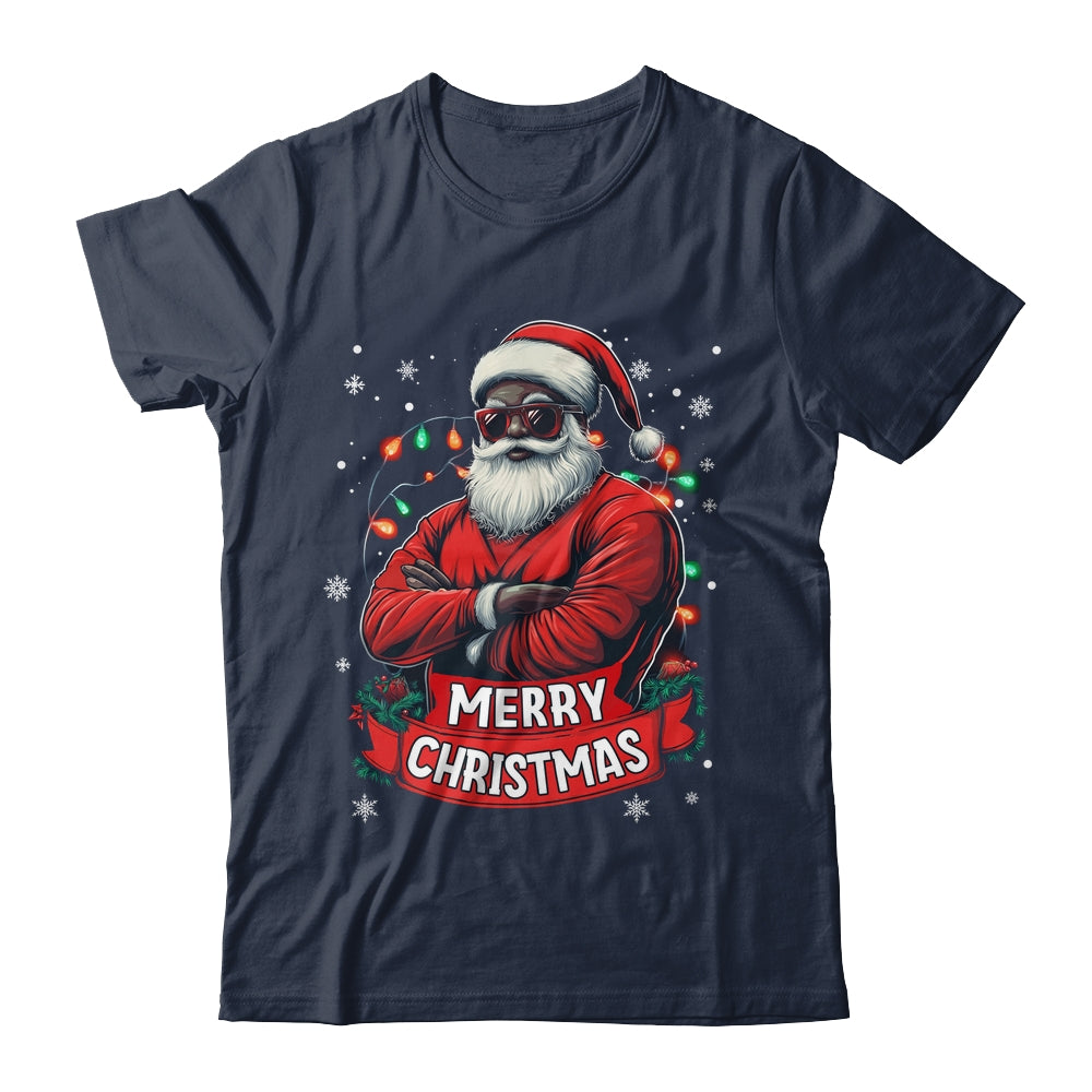 African American Santa Merry Christmas Retro Black X-mas Shirt & Sweatshirt | teecentury
