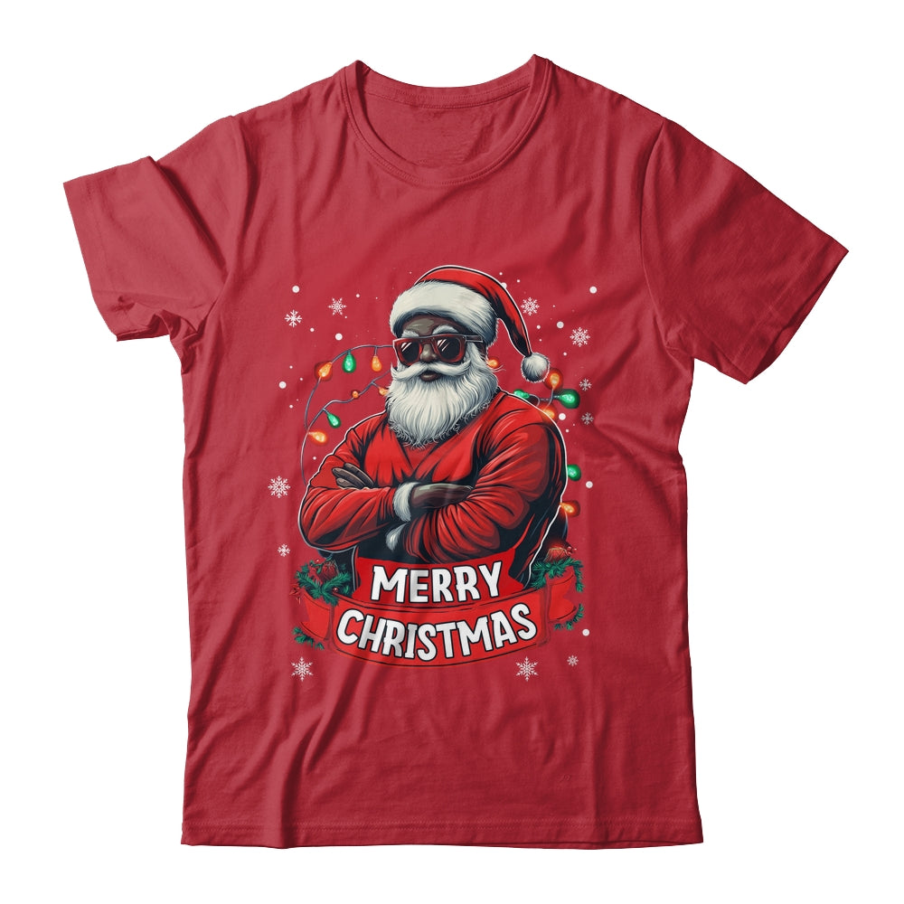 African American Santa Merry Christmas Retro Black X-mas Shirt & Sweatshirt | teecentury