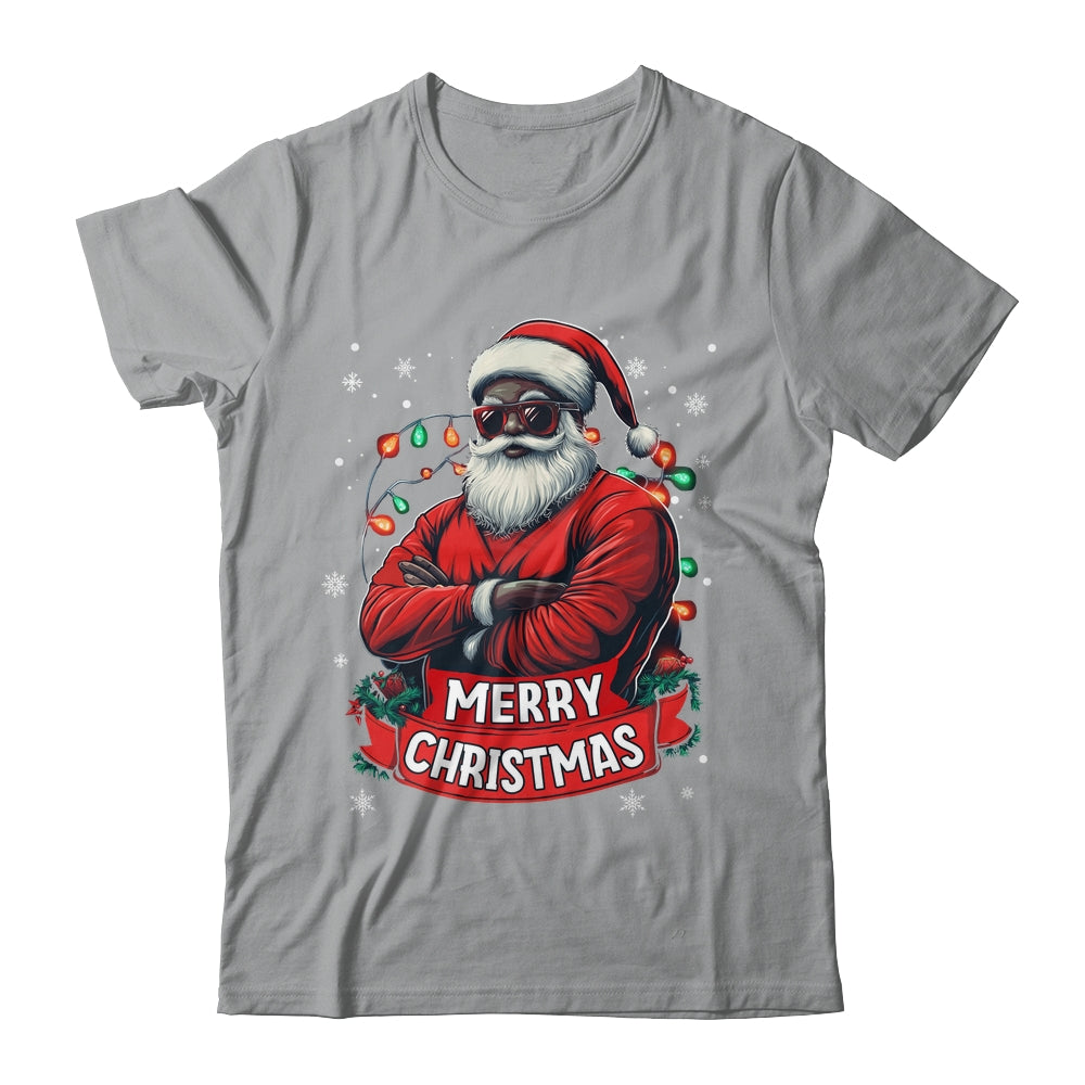 African American Santa Merry Christmas Retro Black X-mas Shirt & Sweatshirt | teecentury