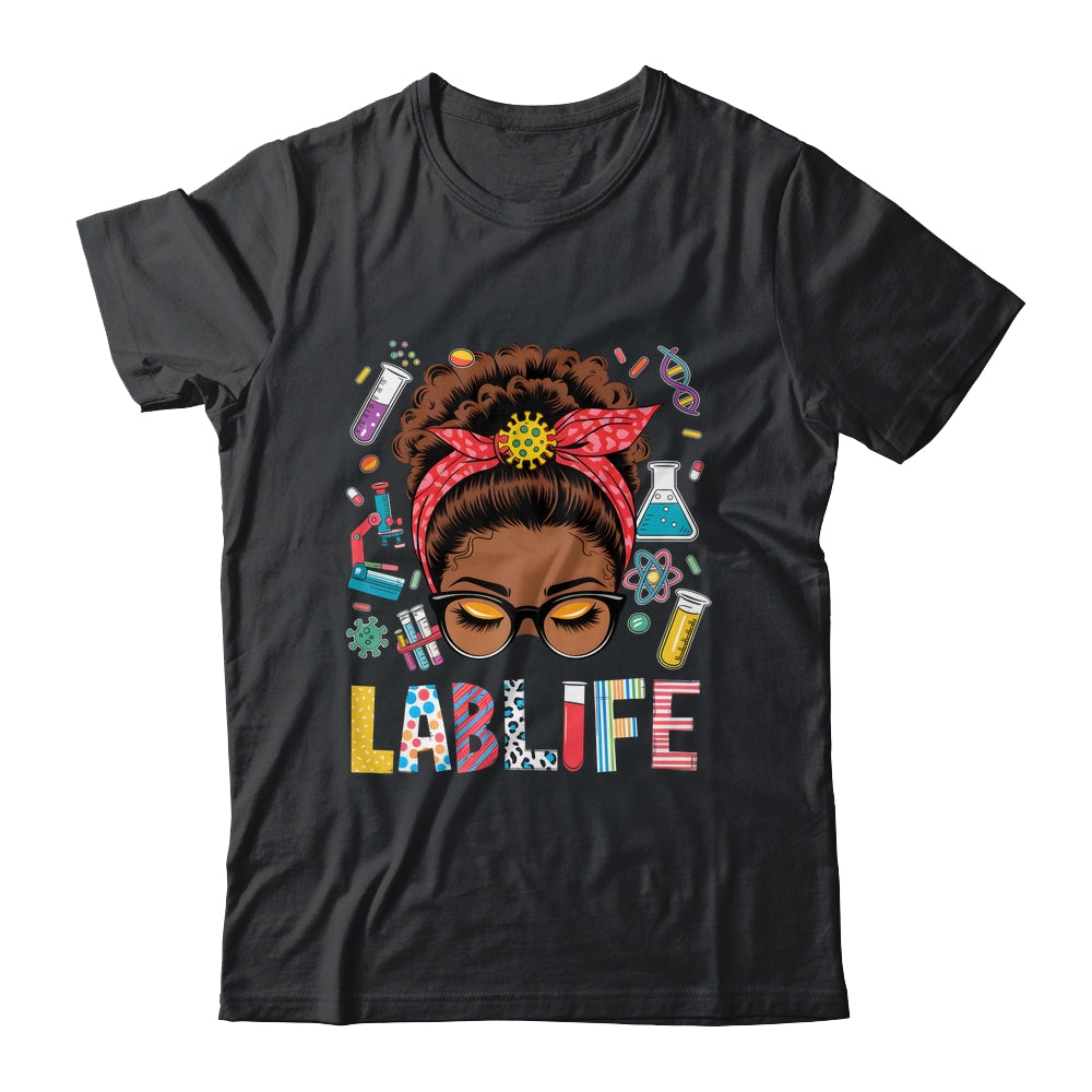 Afro Messy Bun Laboratory Life Lab Week 2025 Lab Technician Shirt & Hoodie | teecentury