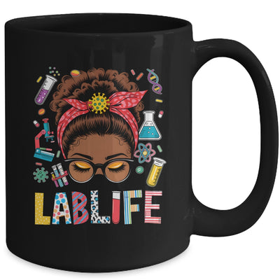 Afro Messy Bun Laboratory Life Lab Week 2025 Lab Technician Mug | teecentury