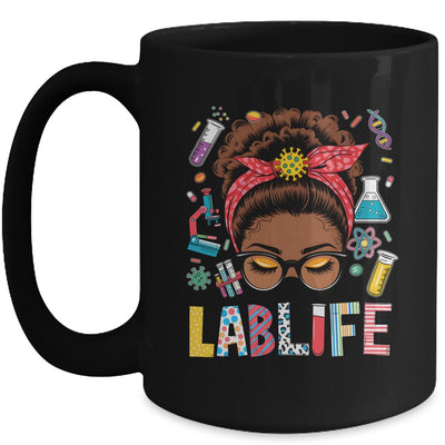 Afro Messy Bun Laboratory Life Lab Week 2025 Lab Technician Mug | teecentury