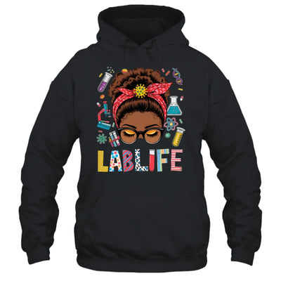 Afro Messy Bun Laboratory Life Lab Week 2025 Lab Technician Shirt & Hoodie | teecentury