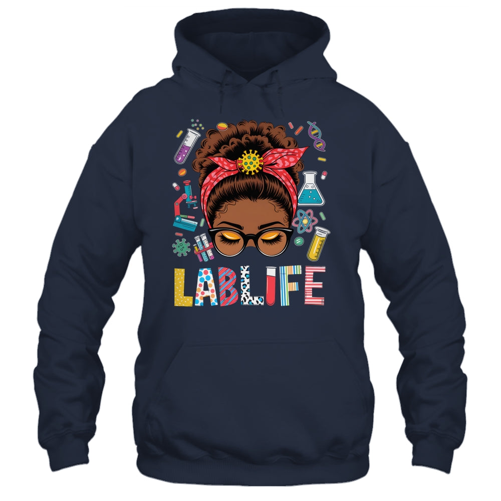 Afro Messy Bun Laboratory Life Lab Week 2025 Lab Technician Shirt & Hoodie | teecentury