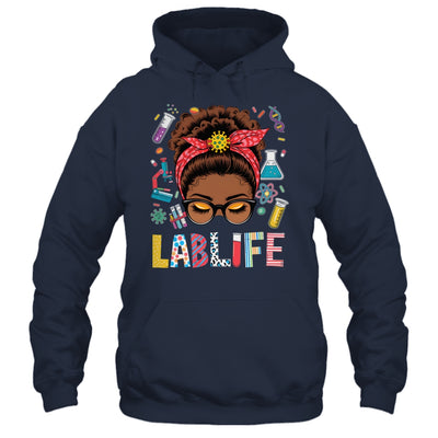 Afro Messy Bun Laboratory Life Lab Week 2025 Lab Technician Shirt & Hoodie | teecentury