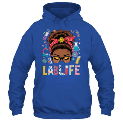 Afro Messy Bun Laboratory Life Lab Week 2025 Lab Technician Shirt & Hoodie | teecentury