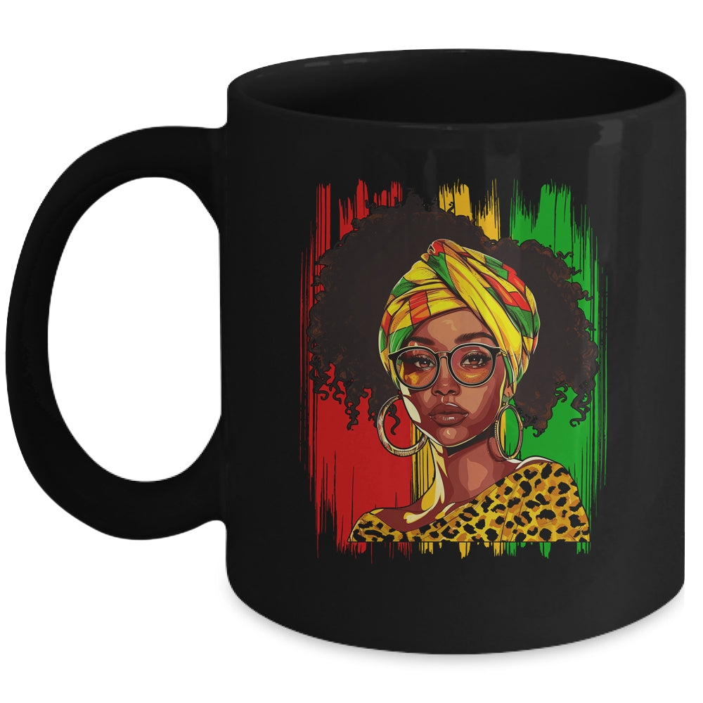 Afro Woman African Melanin Headscarf Nubian Black History Mug | teecentury