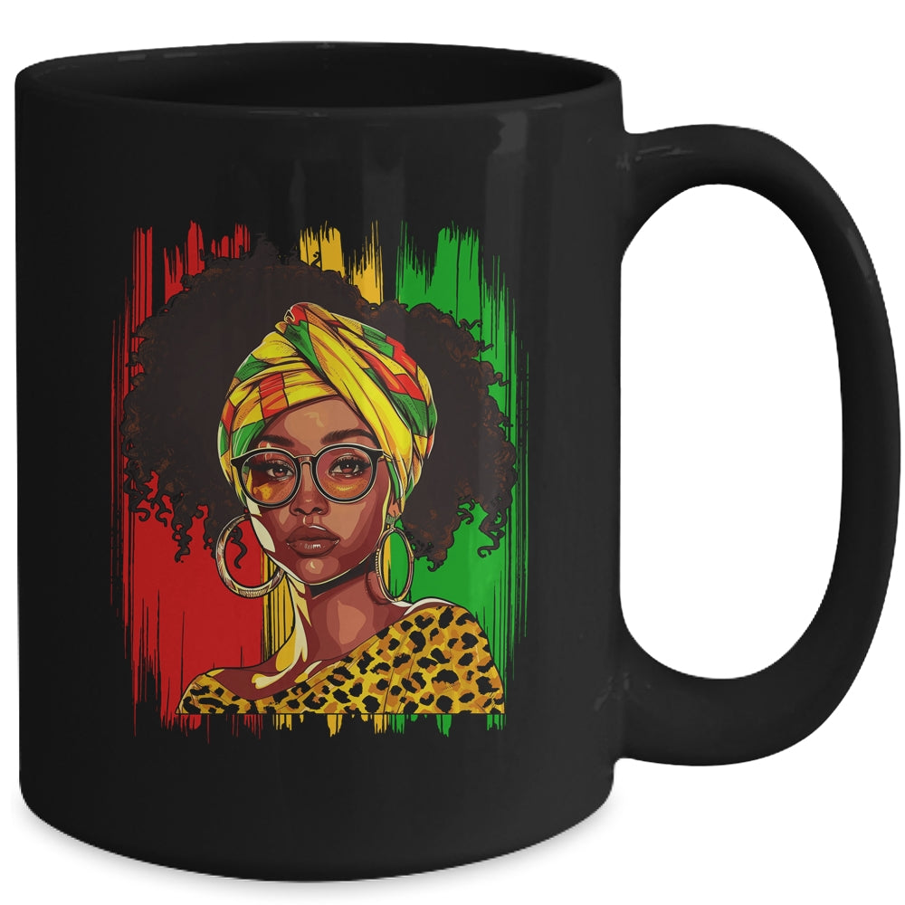 Afro Woman African Melanin Headscarf Nubian Black History Mug | teecentury
