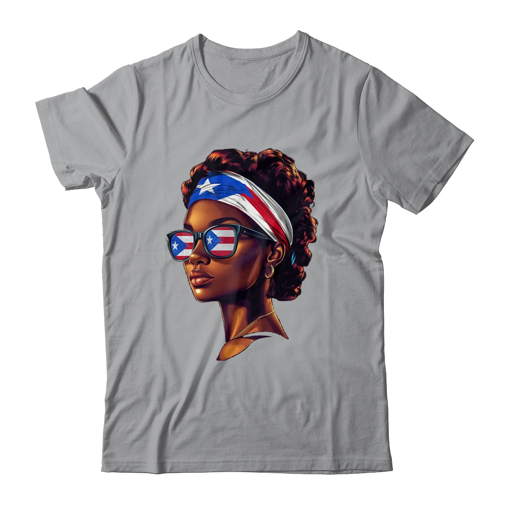 Afro Women Boricua Latina Puerto Rican Flag Sunglasses Shirt & Tank Top | teecentury