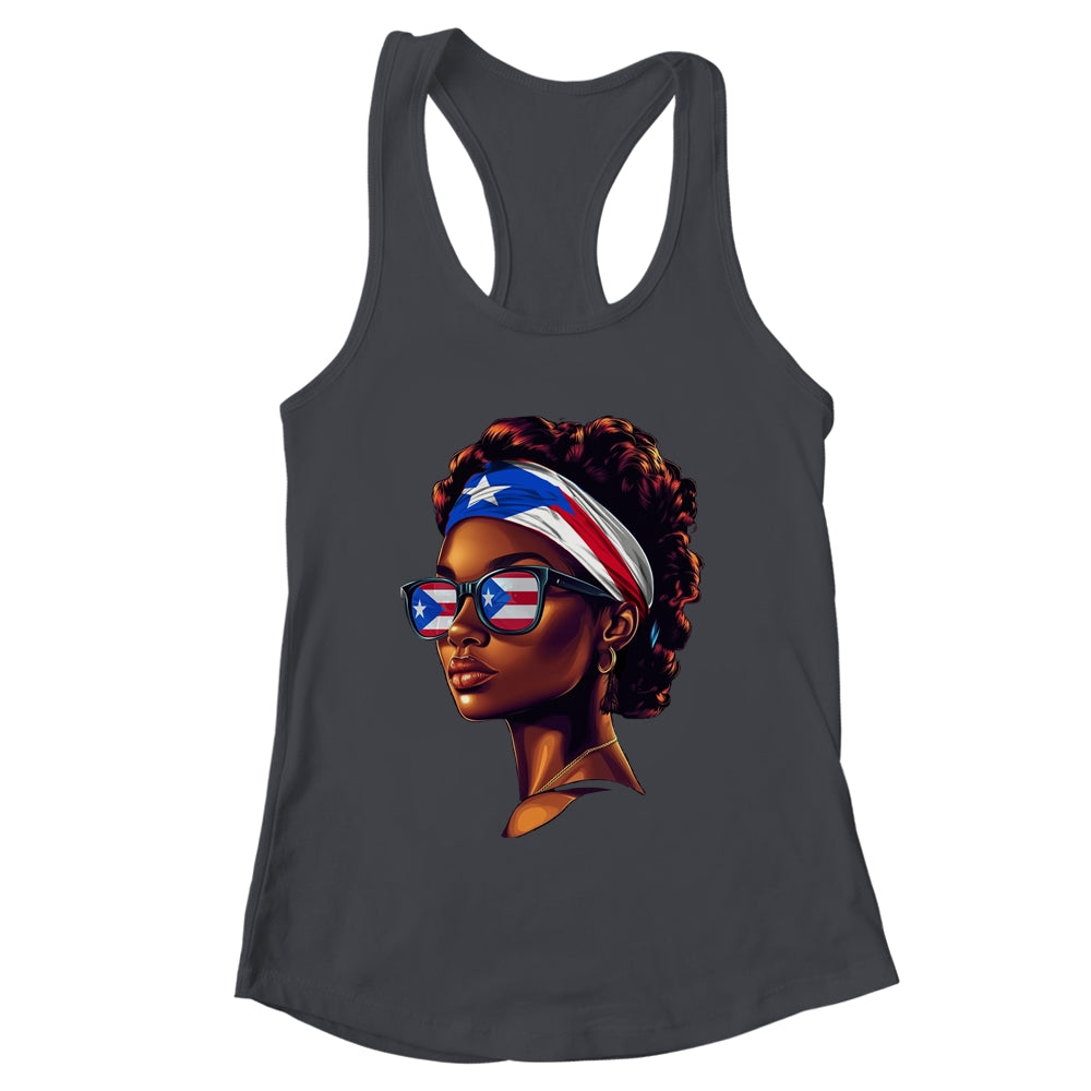Afro Women Boricua Latina Puerto Rican Flag Sunglasses Shirt & Tank Top | teecentury