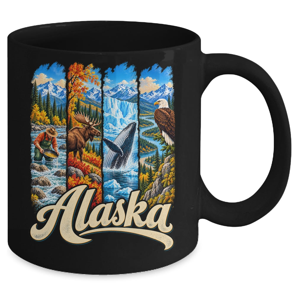 Alaska Adventure Nature Wildlife Bear Moose Eagle Travelling Mug | teecentury