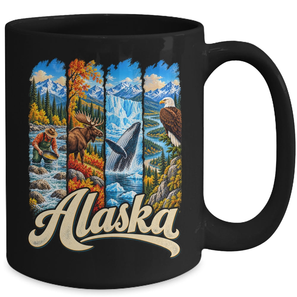 Alaska Adventure Nature Wildlife Bear Moose Eagle Travelling Mug | teecentury