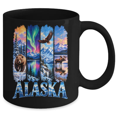 Alaska Bear Moose Eagle Aurora Lake And Mountain Wildlife Mug | teecentury