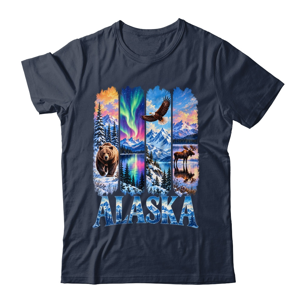 Alaska Bear Moose Eagle Aurora Lake And Mountain Wildlife Shirt & Hoodie | teecentury