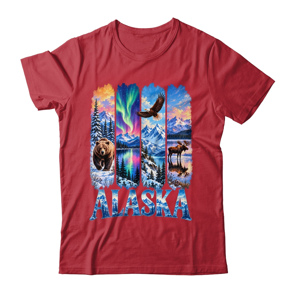 Alaska Bear Moose Eagle Aurora Lake And Mountain Wildlife Shirt & Hoodie | teecentury